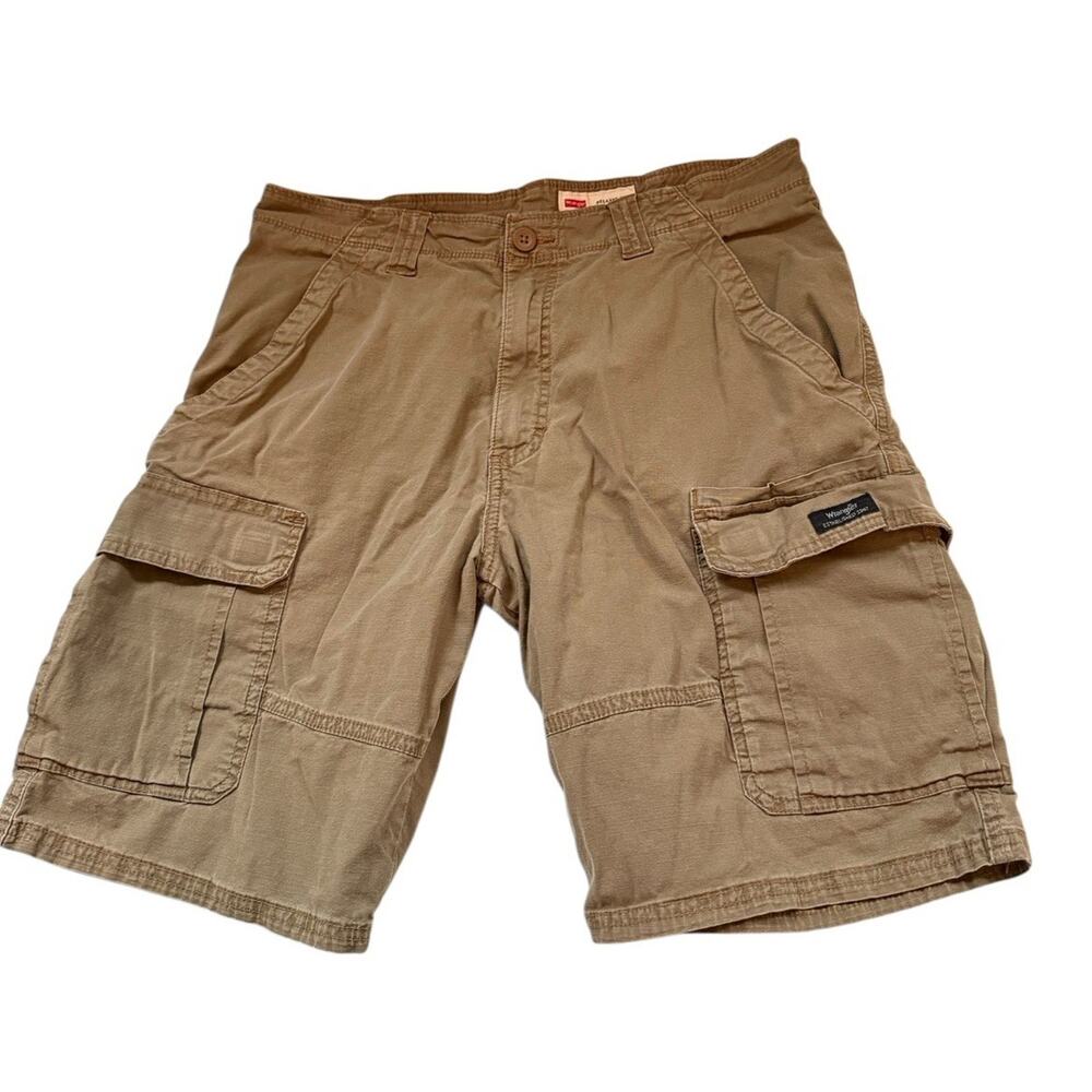 Wrangler Mens Cargo Short Brown Lipstick Straight Pockets Relaxed Fit‎ Sz 33 EUC